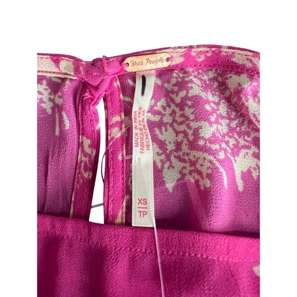 Free People Mazzi Pink Floral Mini Dress Cap Sleeves Keyhole Back Size XS - Picture 5 of 16